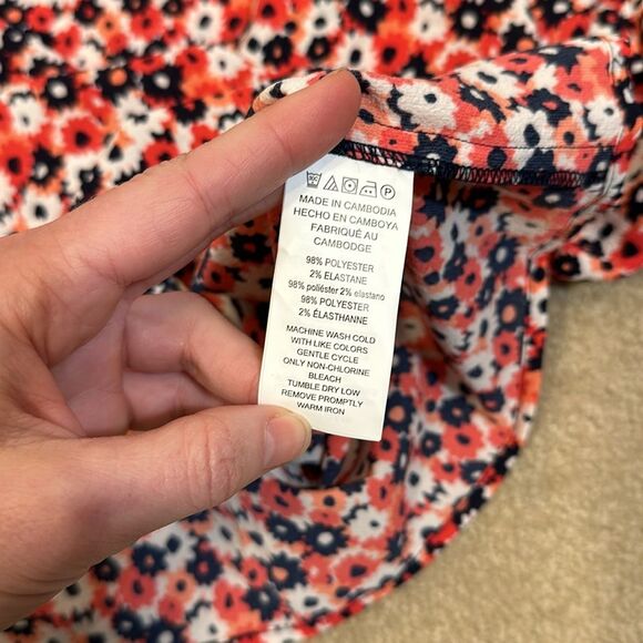 Michael Kors NWT Floral Spring Red Blue Off the Shoulder Longsleeve Blouse Small - Picture 7 of 7